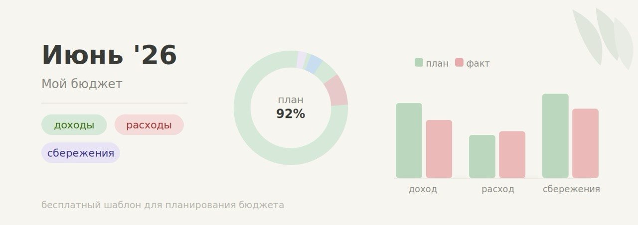 Бесплатный шаблон бюджета на месяц