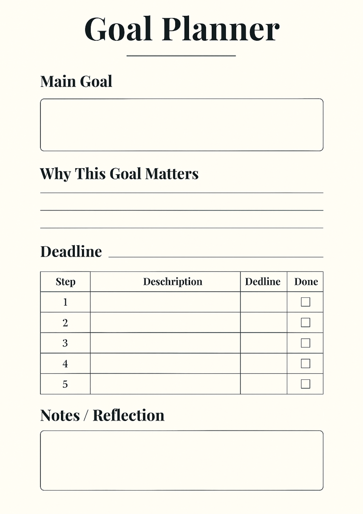 Goal Planner Template - MinderlyCo