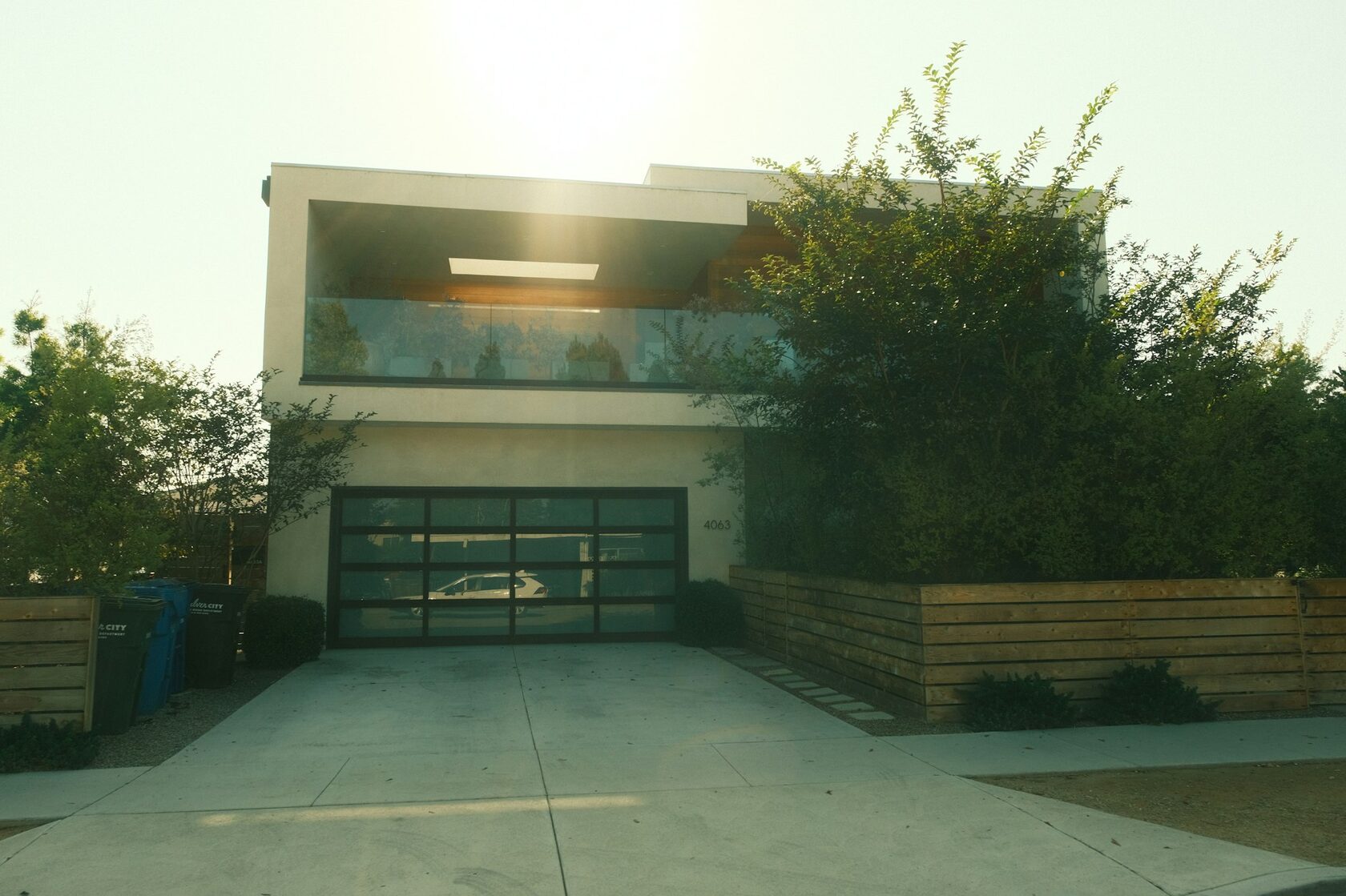 Modern metal driveway gate