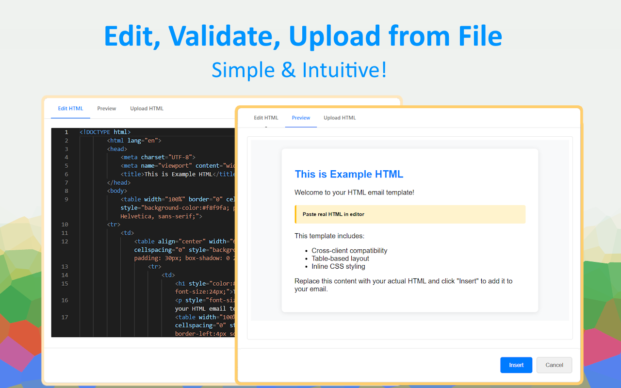 Html2Email: HTML editor and Inserter for Gmail & Yahoo Mail