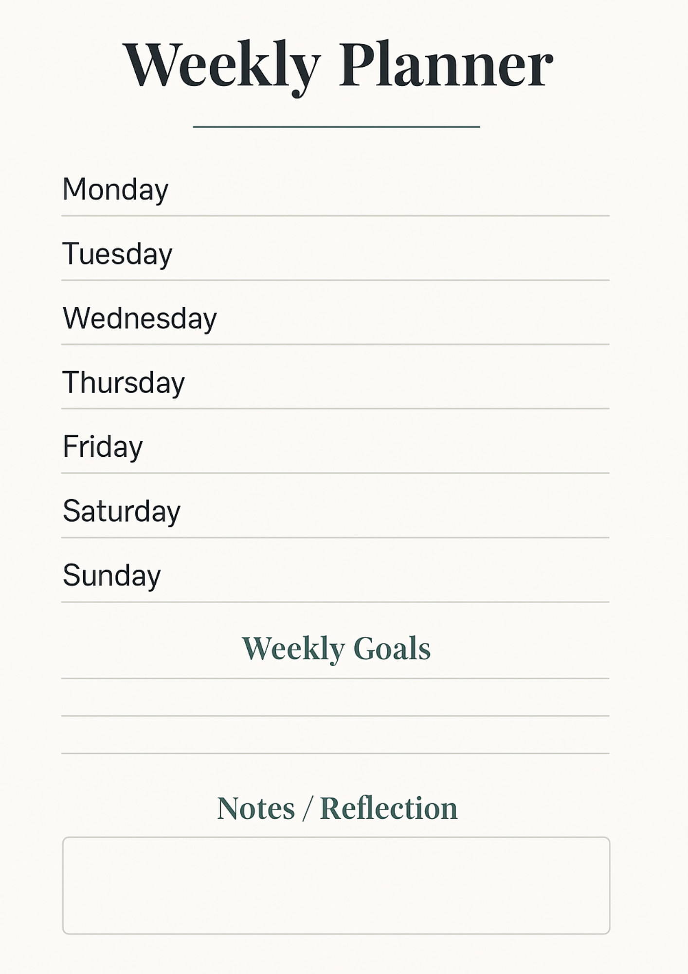 Weekly Planner Template - MinderlyCo