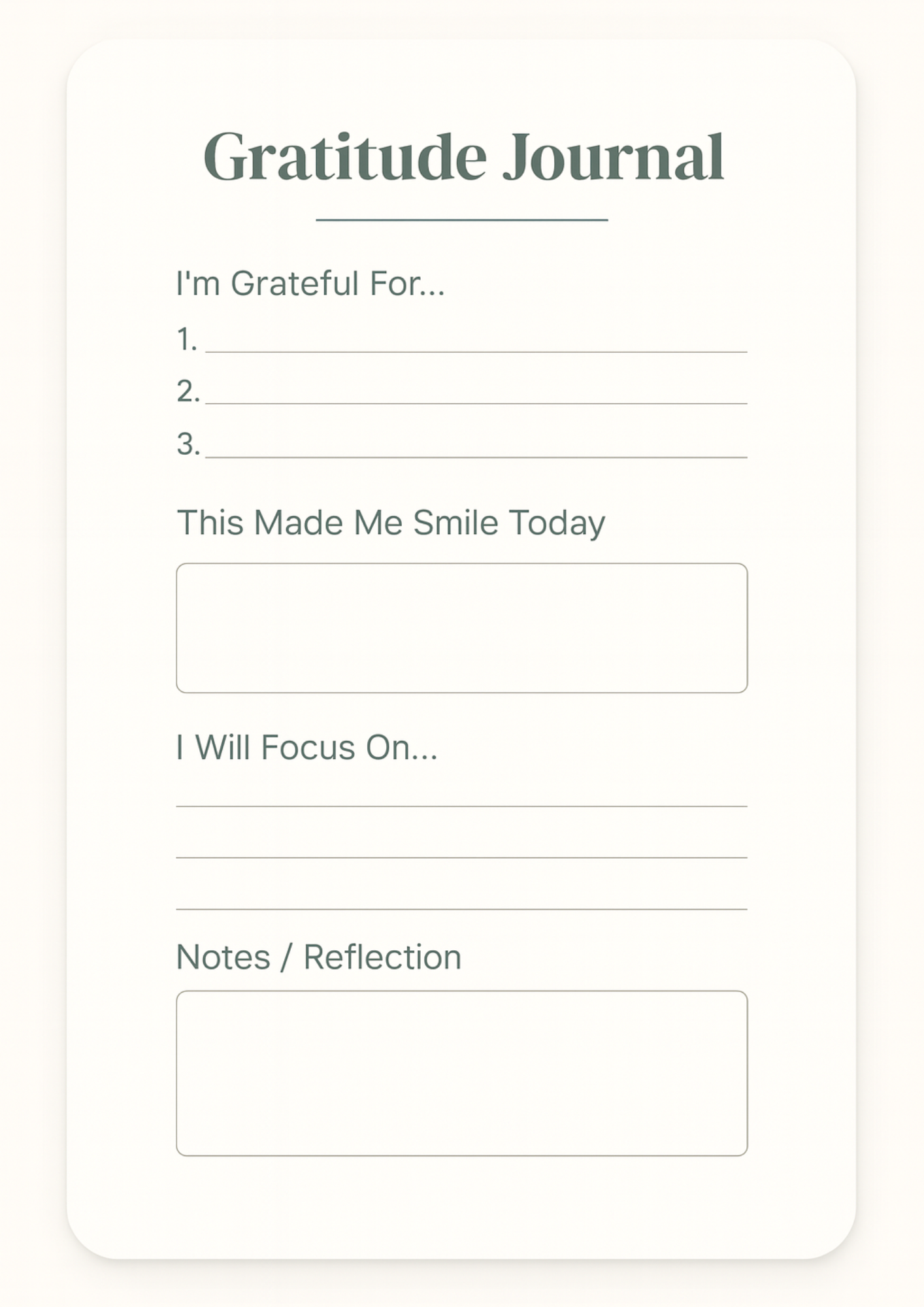 Gratitude Journal Template - MinderlyCo