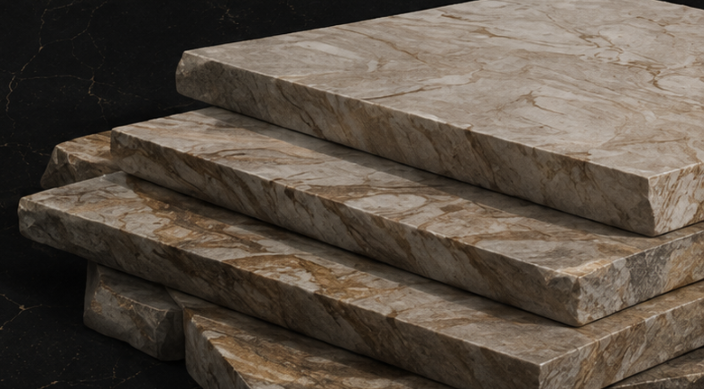 Marble stone slabs stacked for custom processing