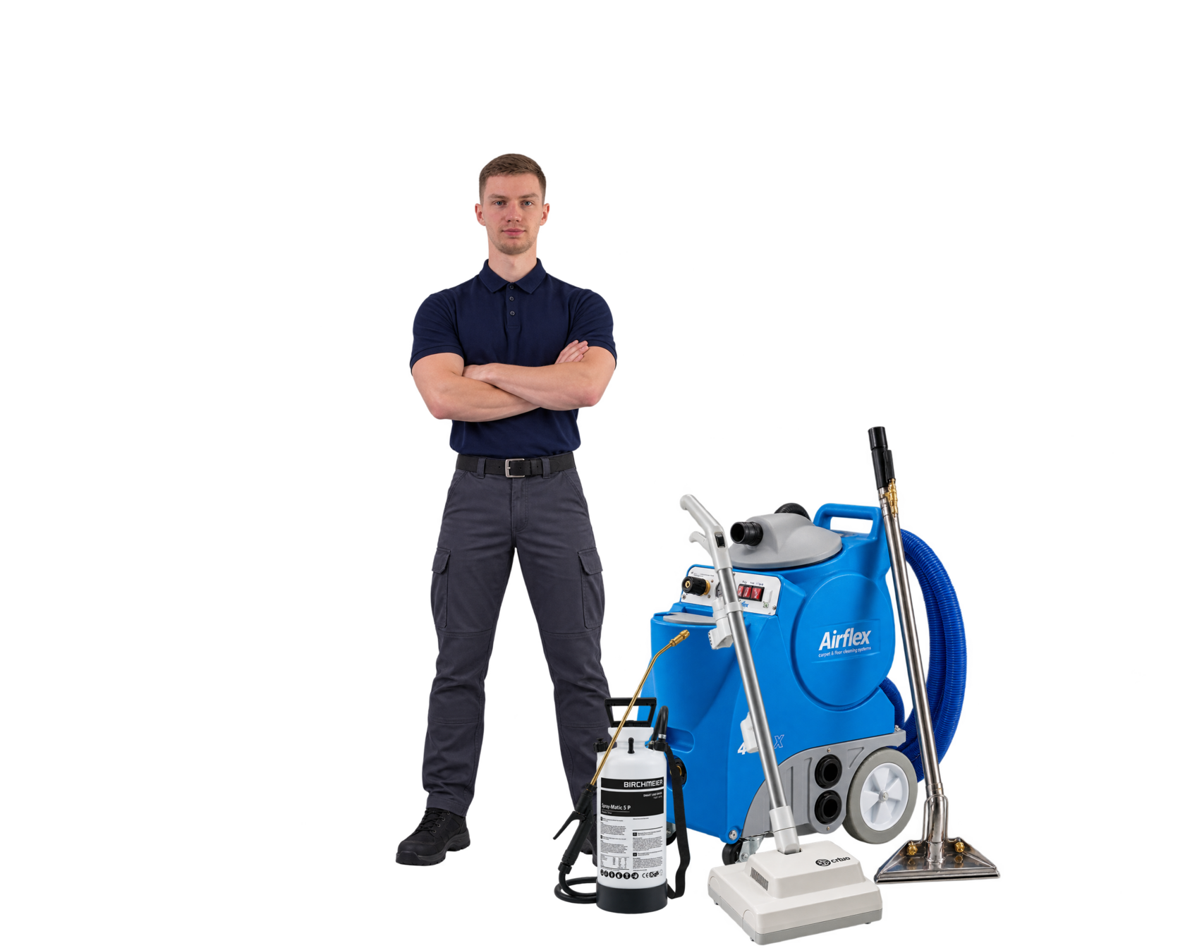 Orion Cleaning Solutions — owner with professional cleaning equipment