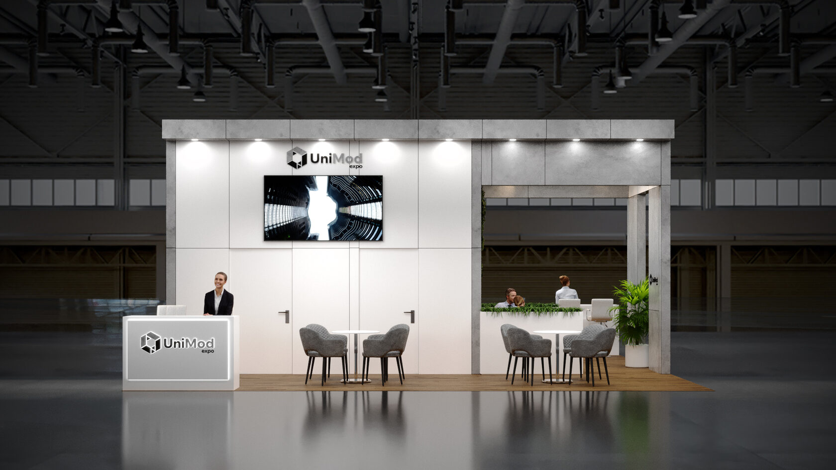 Стенд Custom (остров), 64 м² — фронтальный вид